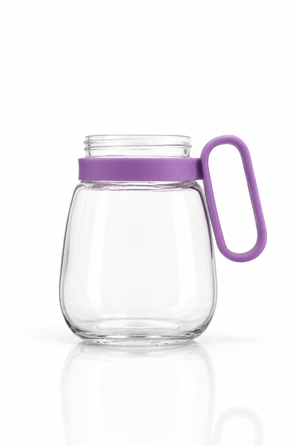 Clear Glass Jar with Purple Silicone Handle Ring